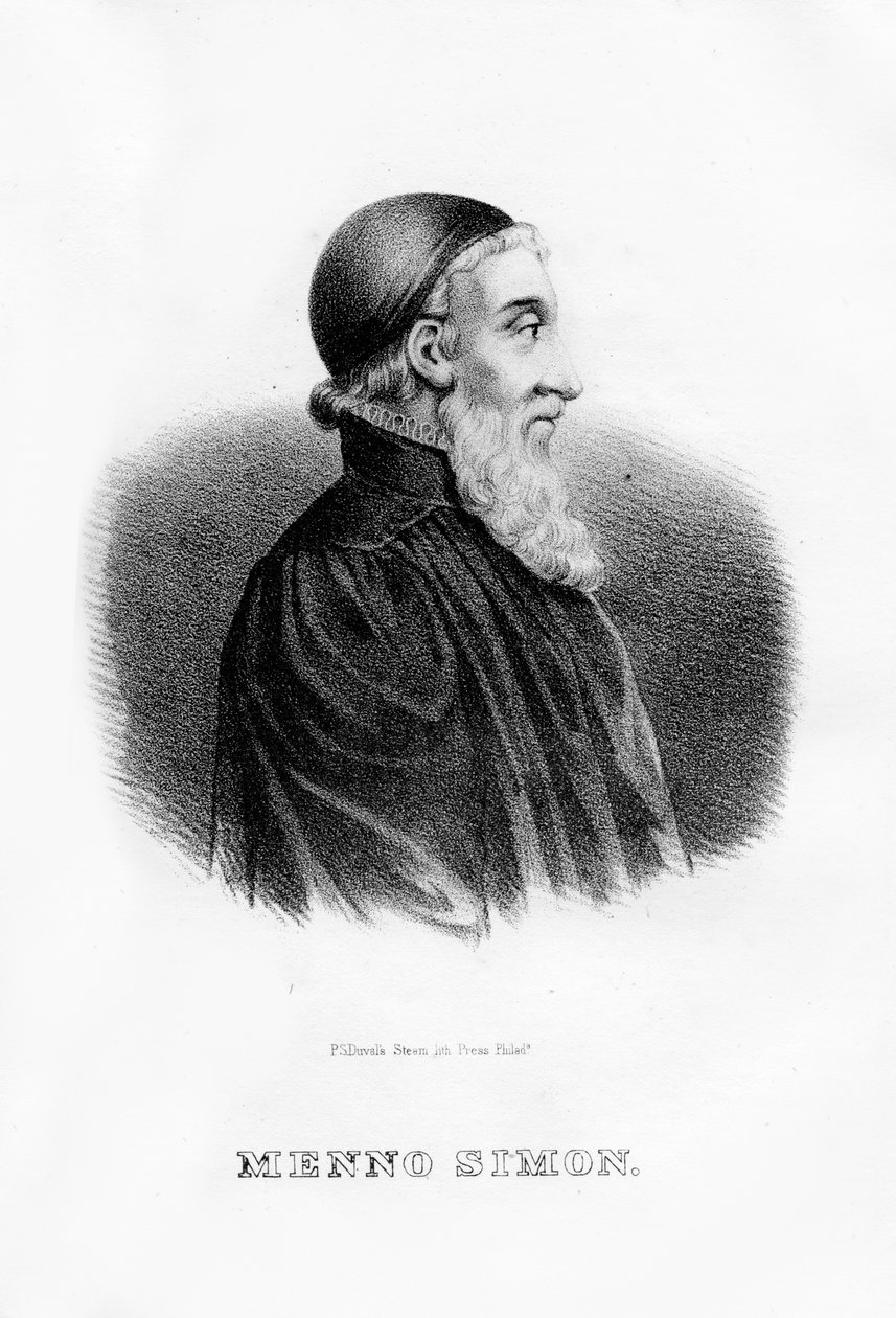 Menno Simons、オランダのアナバプテストの宗教指導者、1854年 作： 不明