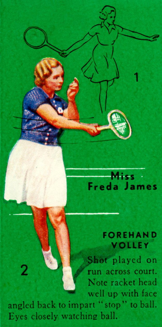 ミスフレダジェームズ-フォアハンドボレー、c1935。 作： 不明