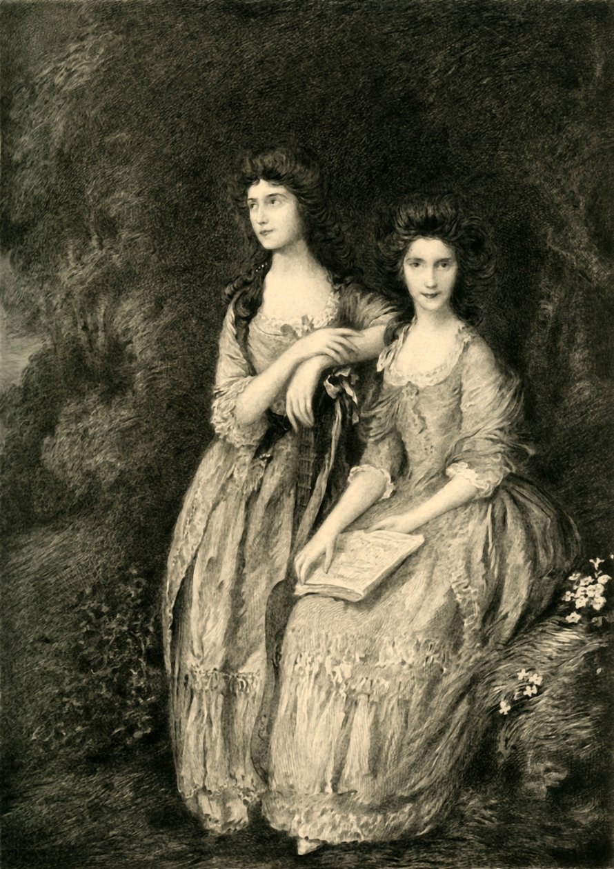 シェリダン夫人とティケル夫人、c1772、1908。 作： 不明