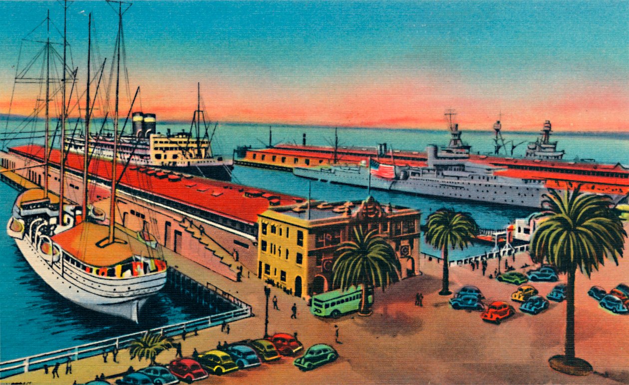 市営桟橋。カリフォルニア州サンディエゴ、c1941 作： 不明