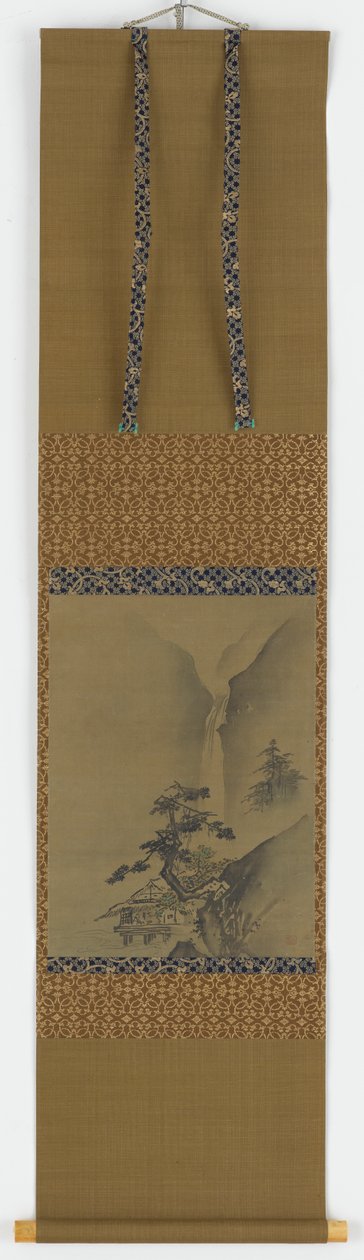 松の木と滝、江戸時代、1615-1868. 作： 不明