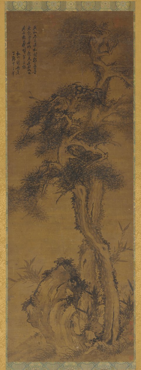 松、岩、竹、17世紀。 作： 不明