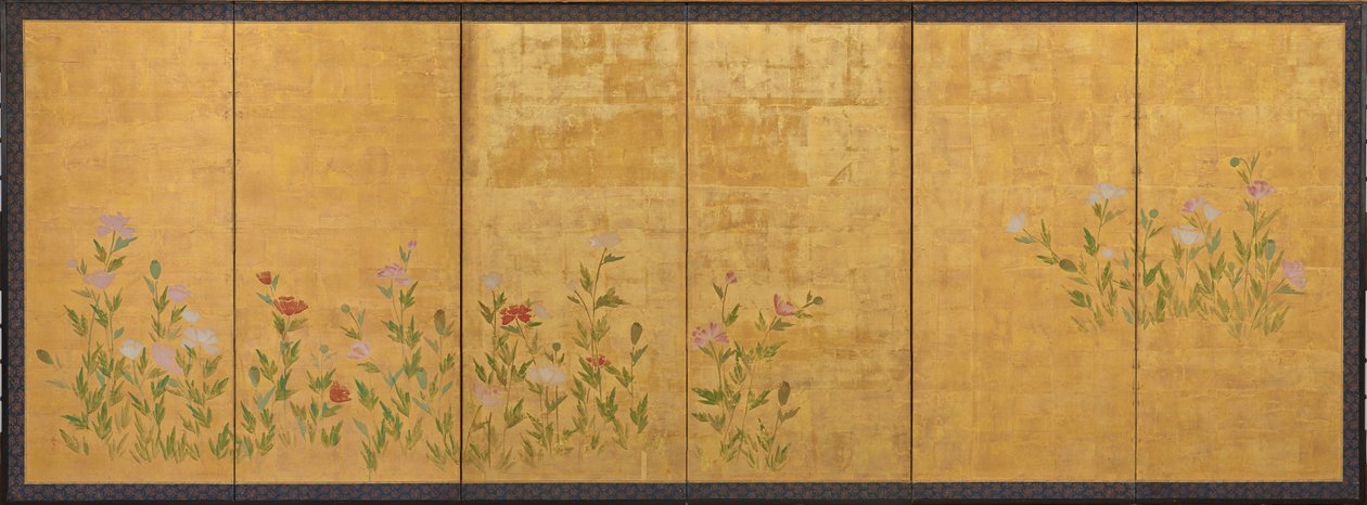 ピンクと赤のポピー、江戸時代、1615～1868年。 作： 不明