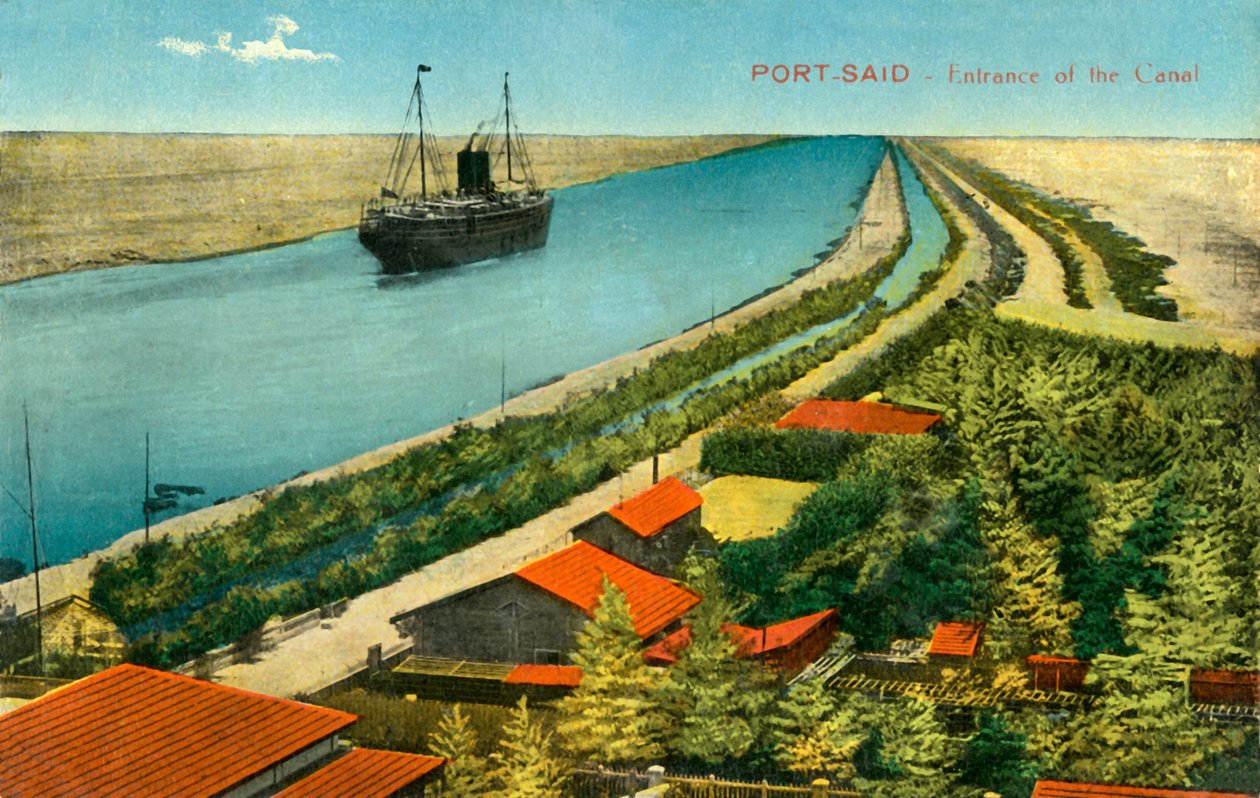 Port-Said-運河の入り口、c1918-c1939。 作： 不明
