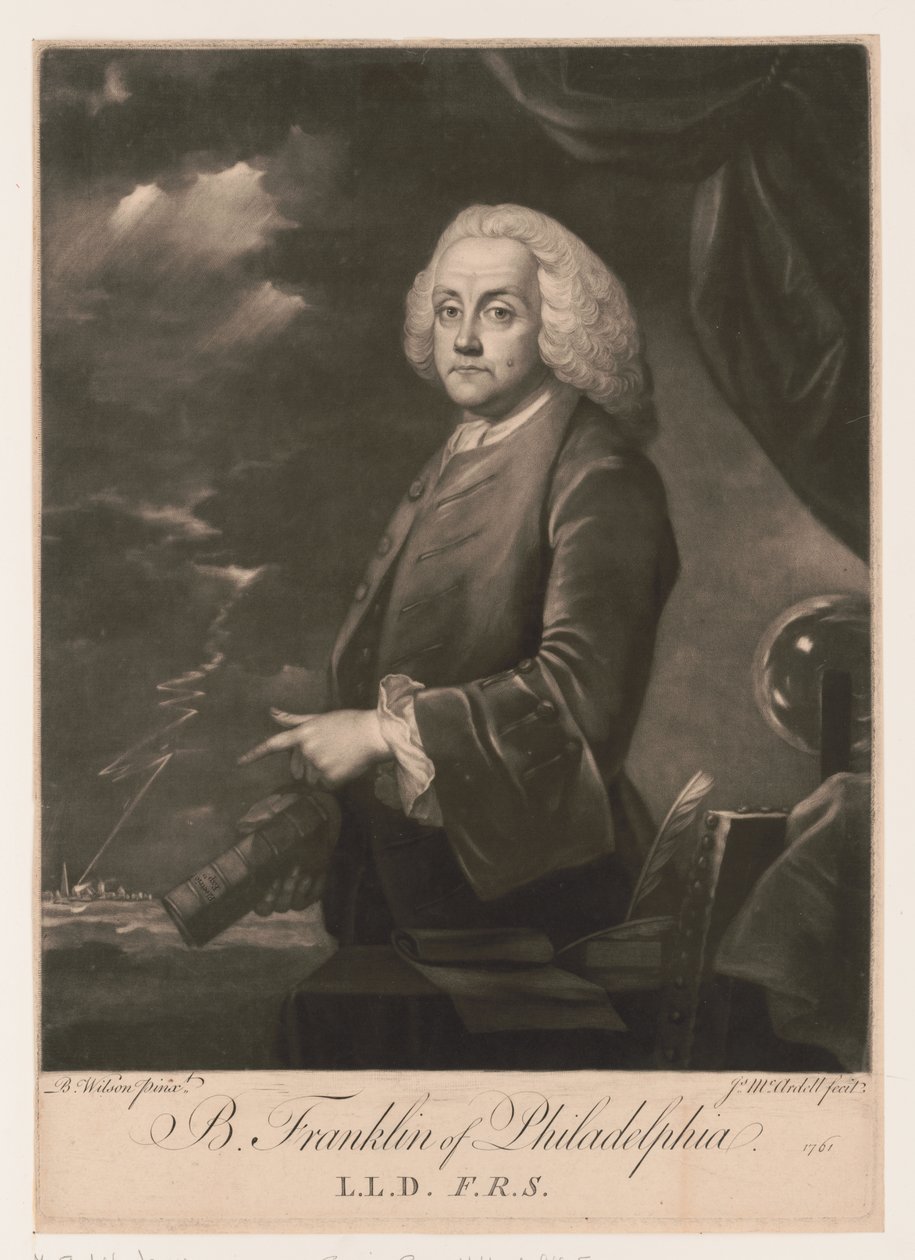 ベンジャミン・フランクリン（1706-1790）の肖像 作： 不明