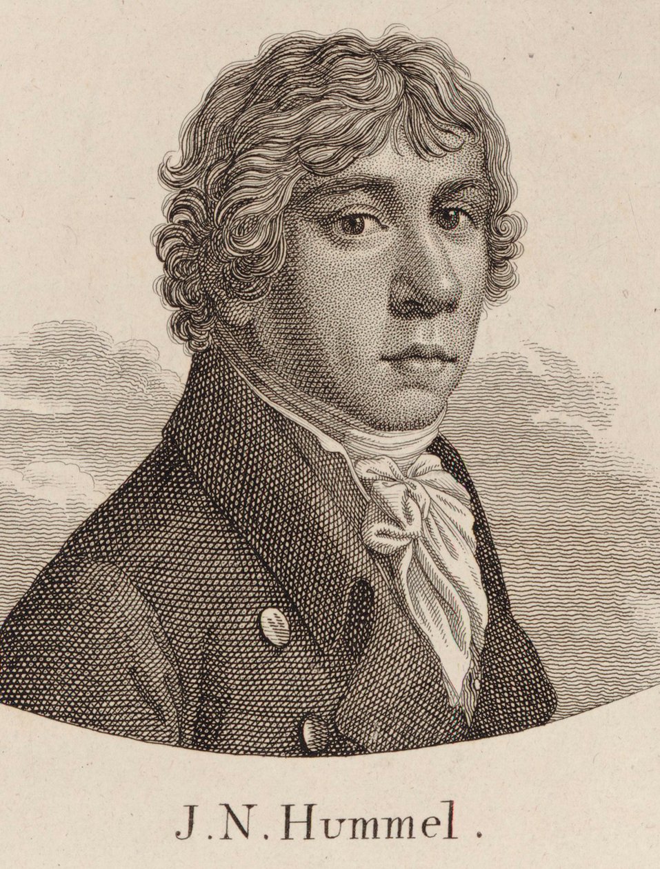 ヨハン・ネポムク・フンメルの肖像1778-1837。 作： 不明