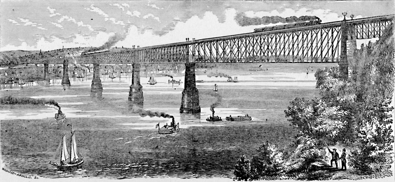 1883年、ポキプシーでハドソンを渡る橋案 作： 不明