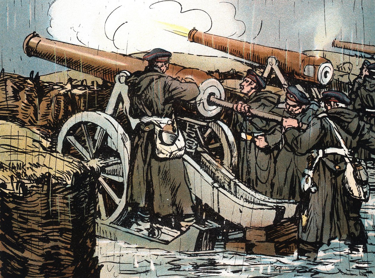 実戦中のプロイセン砲兵隊、フランコプロイセン戦争、1870年〜1871年 作： 不明