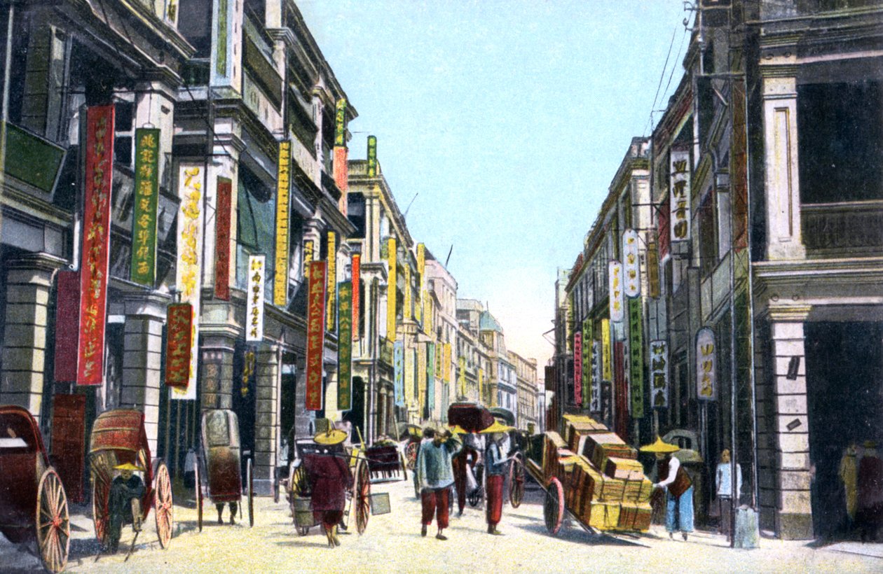 クイーンズロードセントラル、香港、中国、c1900年代 作： 不明