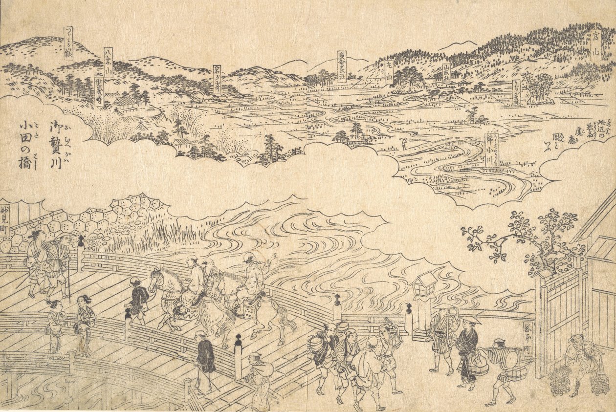 大村川と織田橋、1700年。 作： 不明