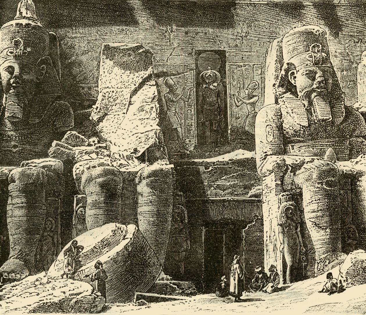 Abousimbelの岩の寺院、1890年。 作： 不明
