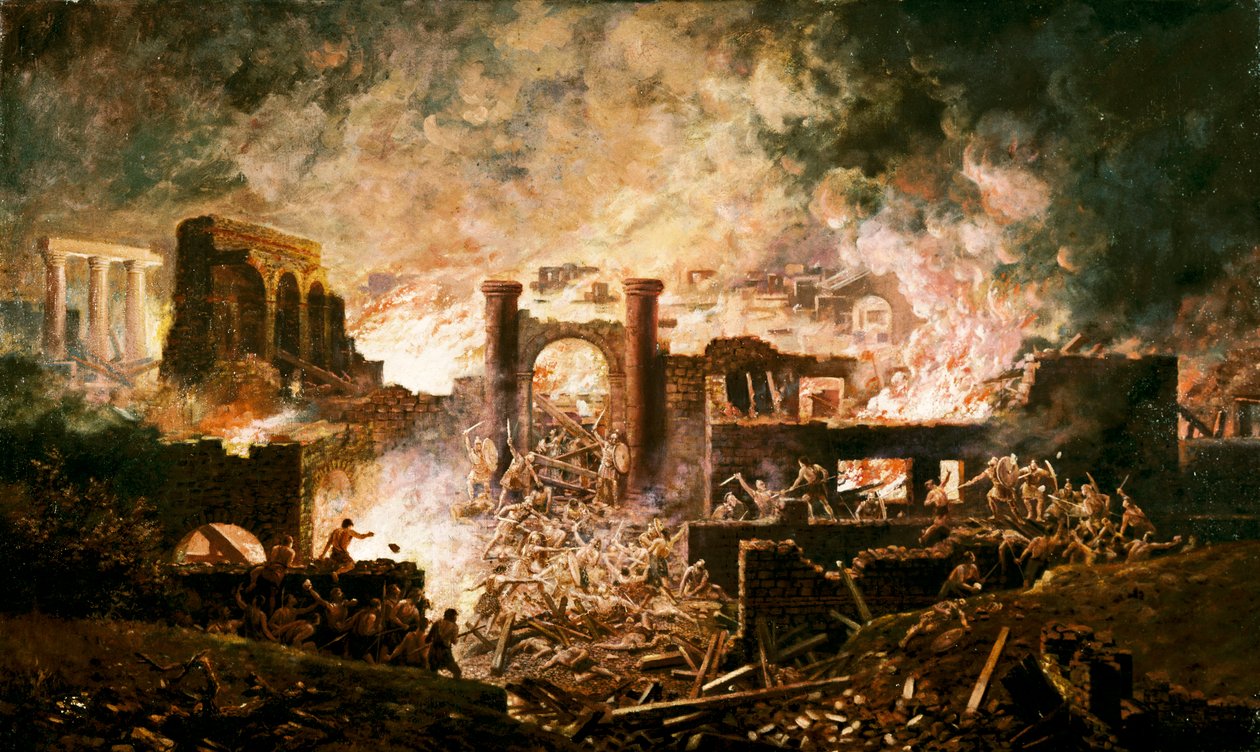「ローマの戦闘シーン」、19 世紀 作： 不明