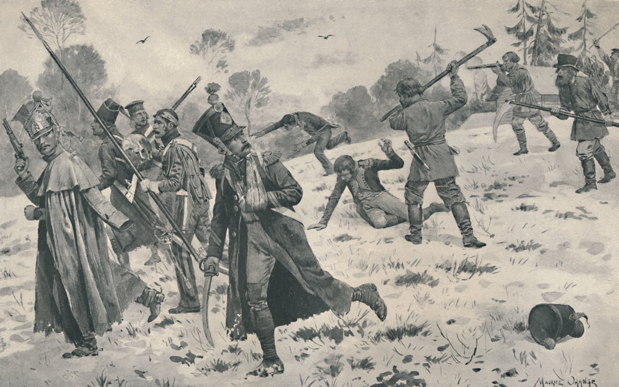 フランスのストラグラーを攻撃するロシアの農民、1812年、1896年 作： 不明