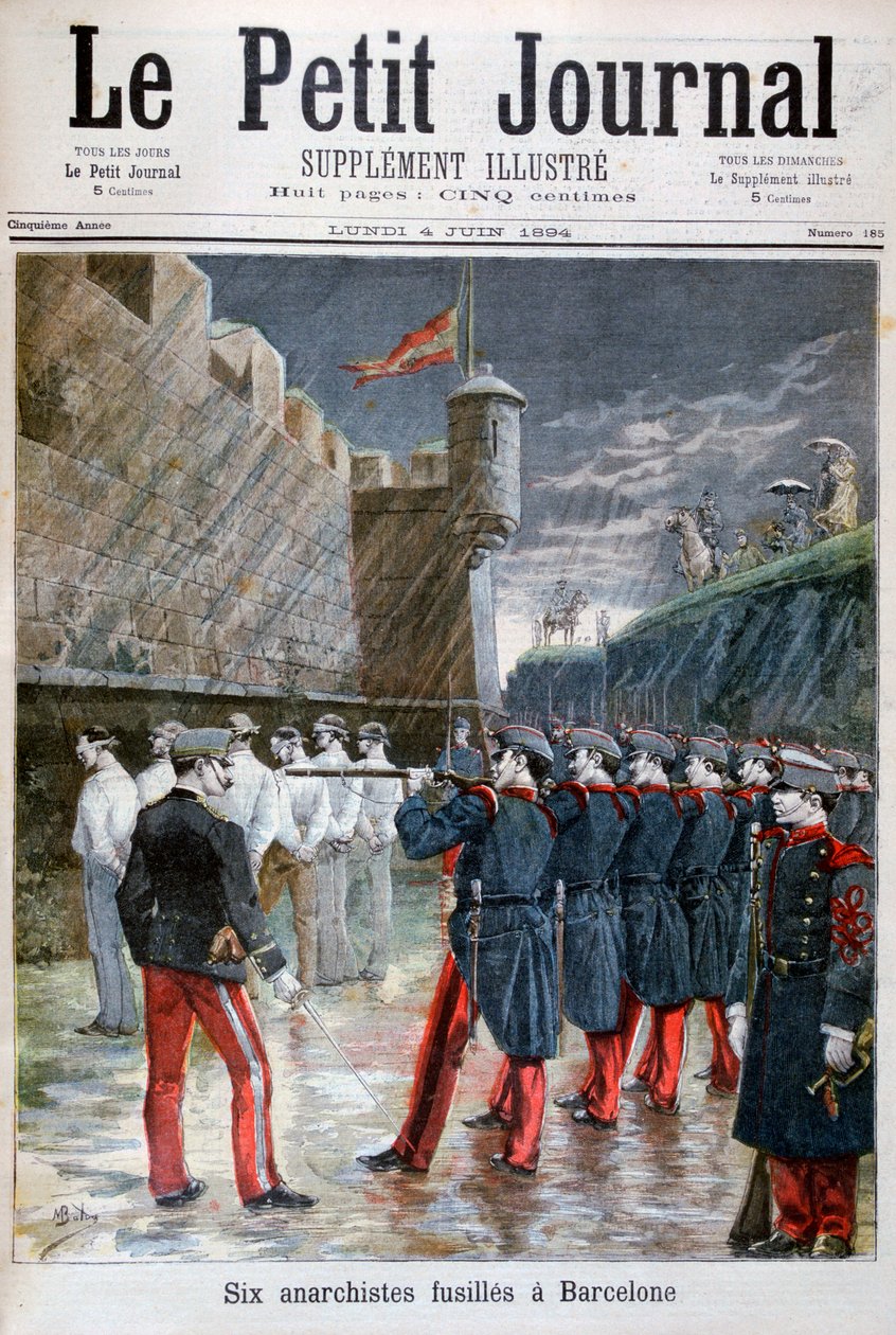 1894年にバルセロナで処刑された6人のアナキスト 作： 不明