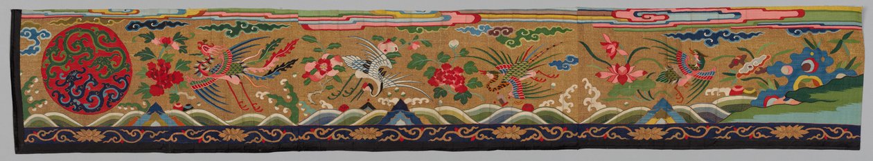 絹のタペストリーのストリップ コッス、1700年代～1800年代。 作： 不明