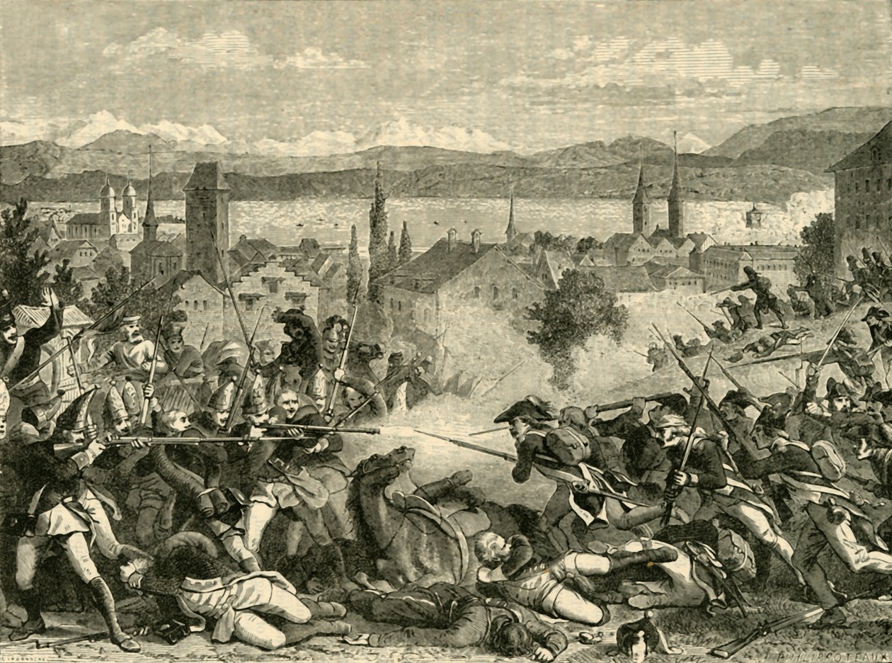 チューリッヒの戦い、1799年、1890年。 作： 不明