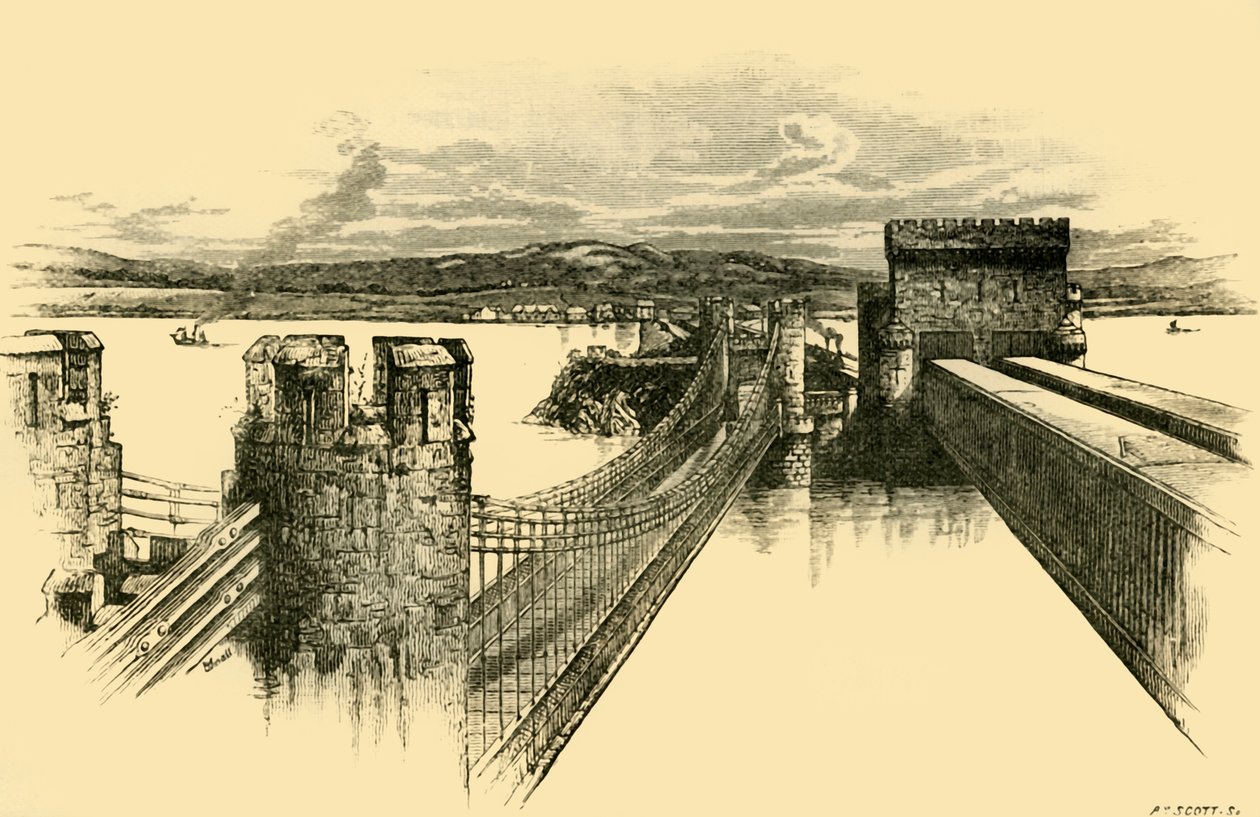 橋、コンウェイ城、1898年。 作： 不明