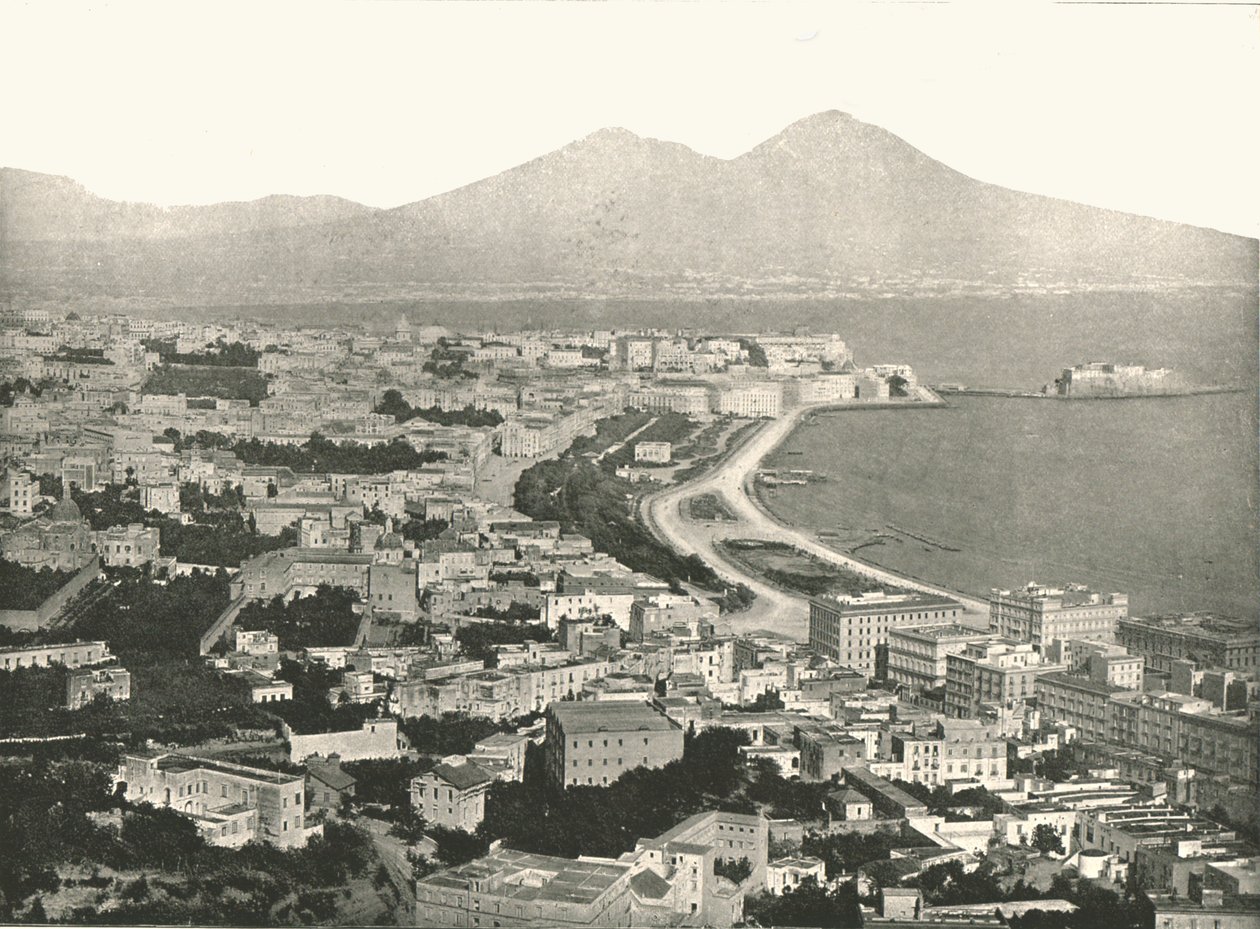 市、湾とベスビオ、ナポリ、イタリア、1895年。 作： 不明