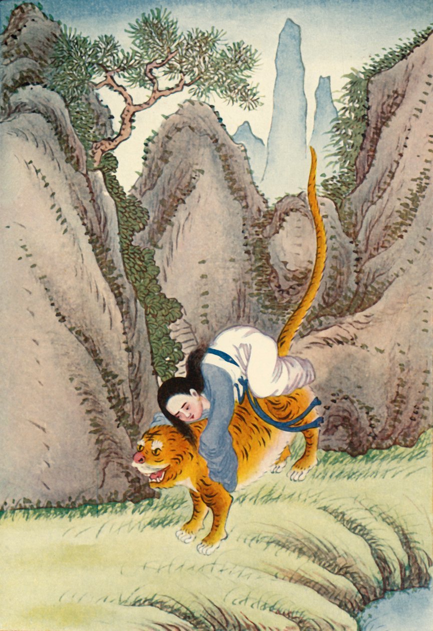 「虎が苗山を運び去る」、1922年。 作： 不明