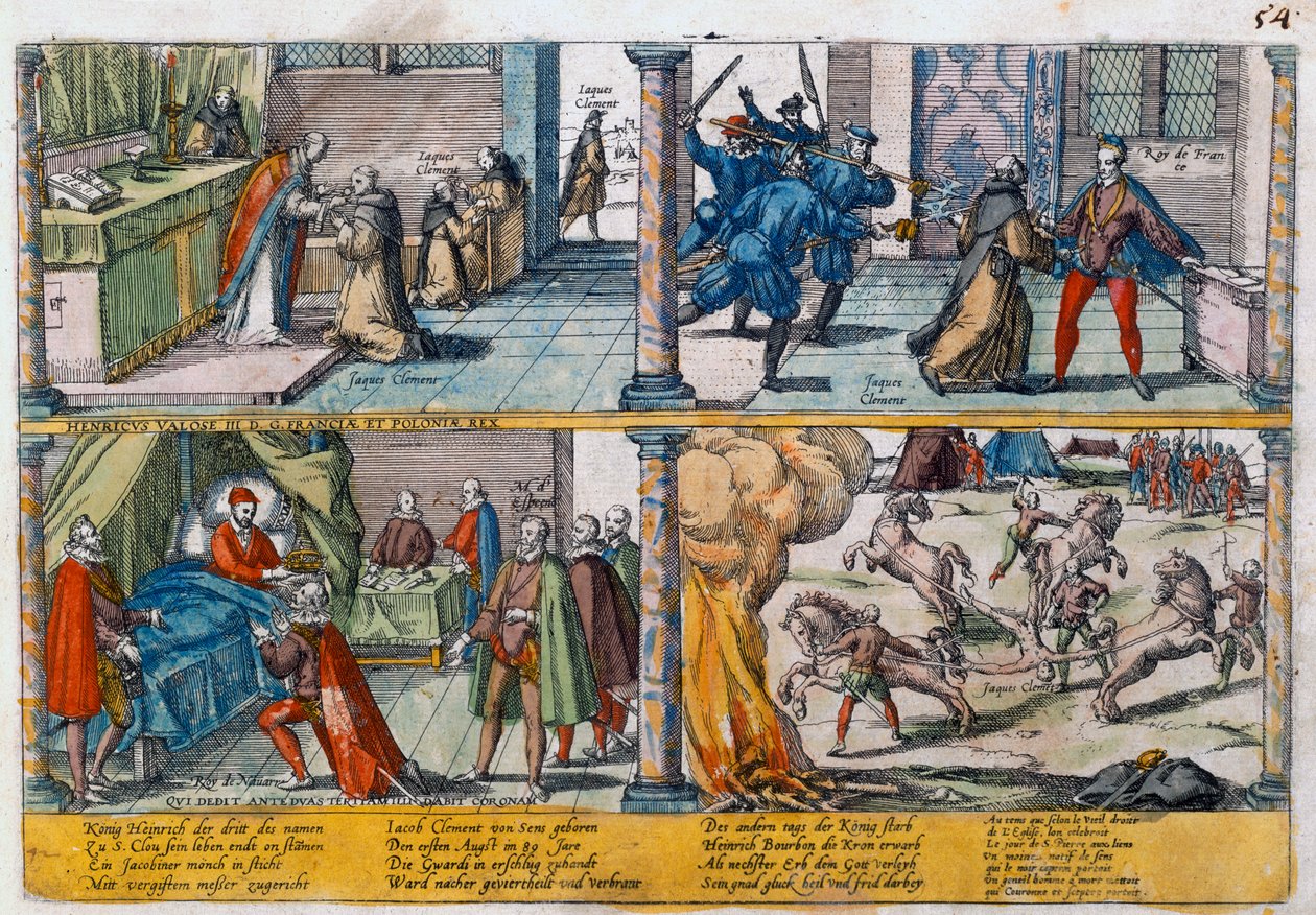フランスのアンリ 3 世の暗殺、1589 年 作： 不明