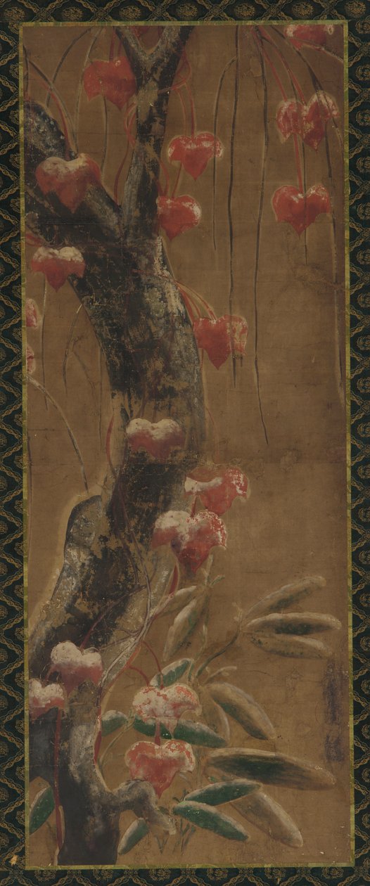 木、秋のつる、雪、江戸時代、1615-1868. 作： 不明