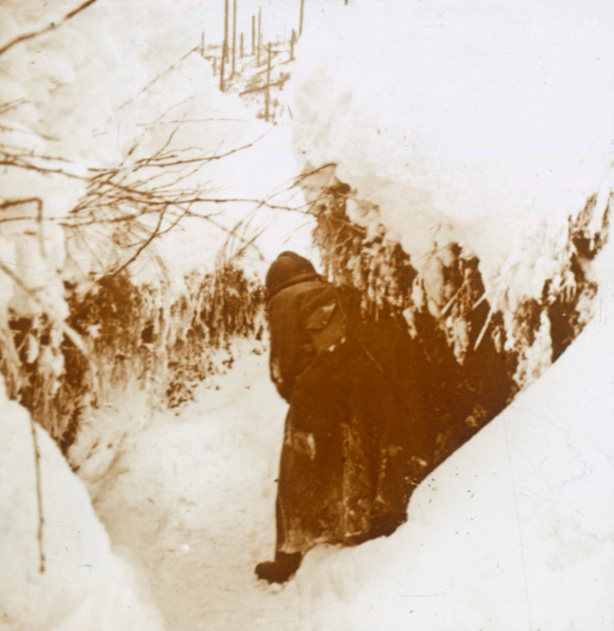 雪の中のトレンチ、アルザス、フランス東部、c1914-c1918 作： 不明