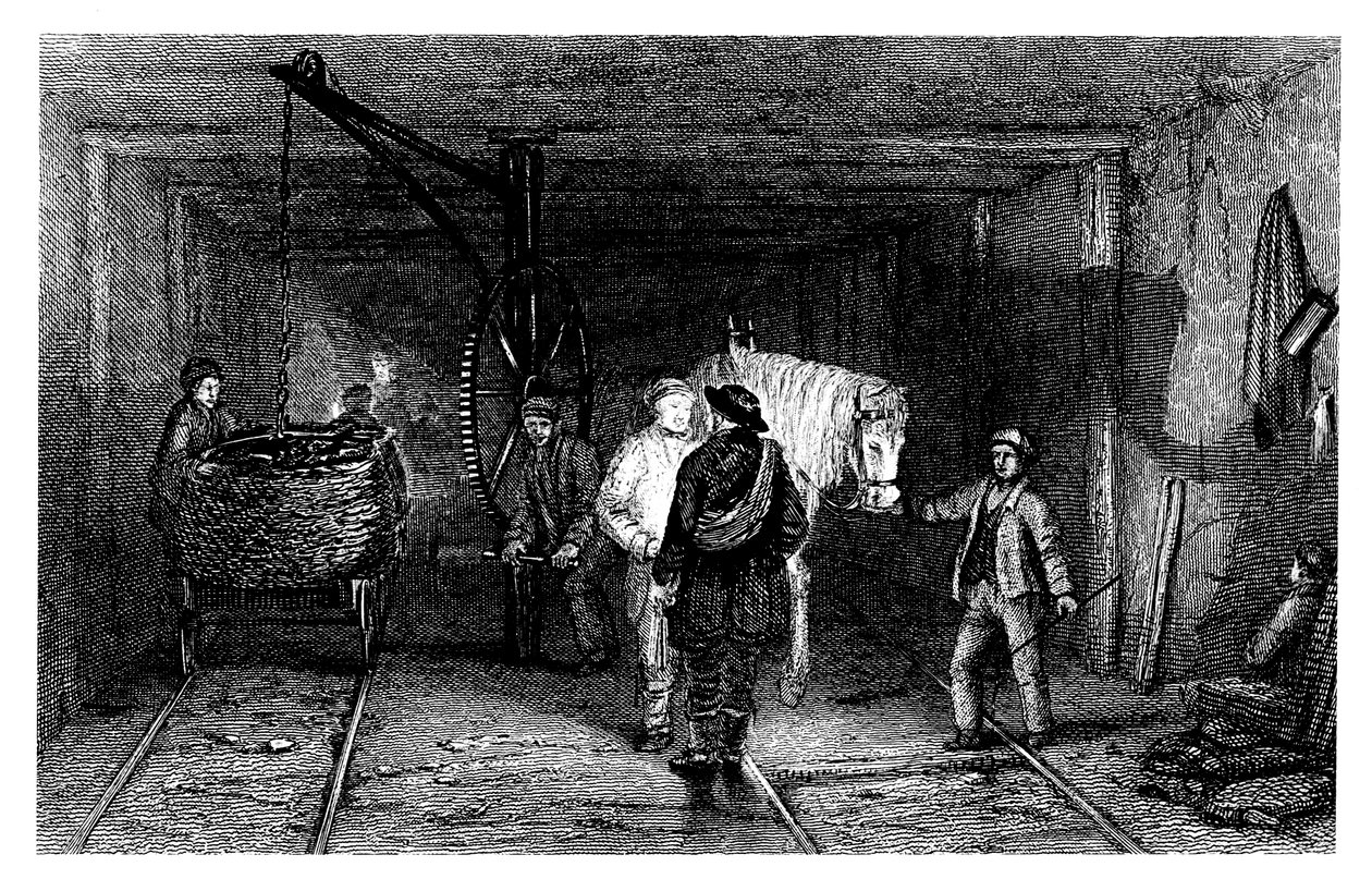 炭鉱の地下シーン、1860 作： 不明