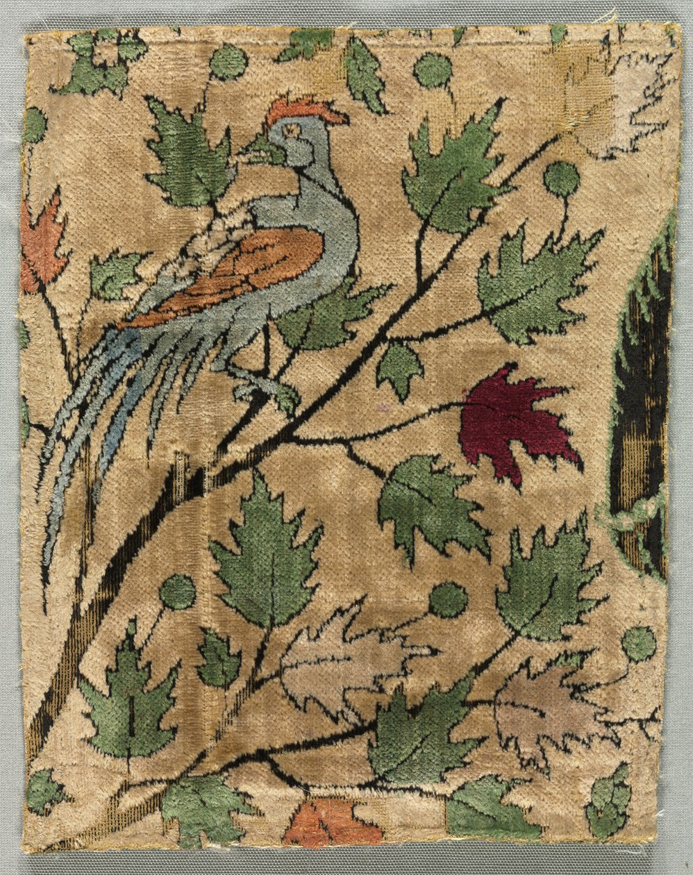 ベルベットの断片、Khusrau Sees Shirin Bathing, 1550-99. 作： 不明