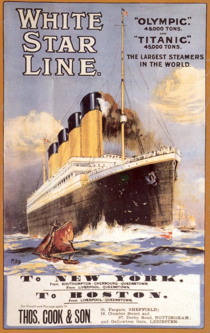 ホワイトスターライン。タイタニック＆オリンピック、c。 1911 作： 不明