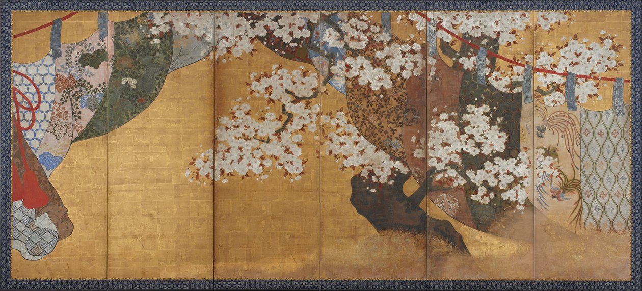 防風スクリーンと桜 作： 不明