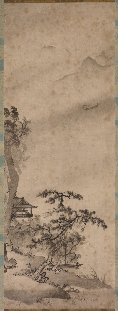 1400年代半ばの風光明媚なヨットのある風景。 作： 不明