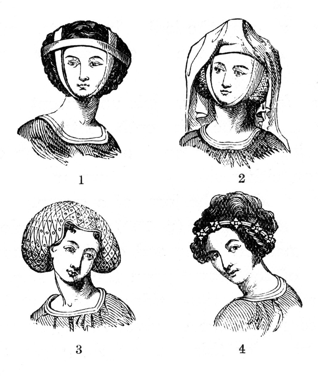 女性の髪型、13世紀後半〜14世紀初頭、1910年 作： 不明
