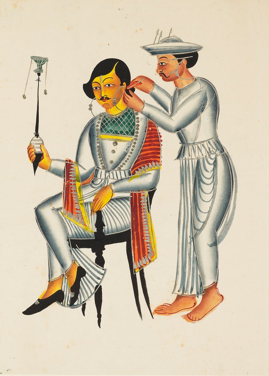 耳にピアスをしている若いベンガル人、c1845 作： 不明