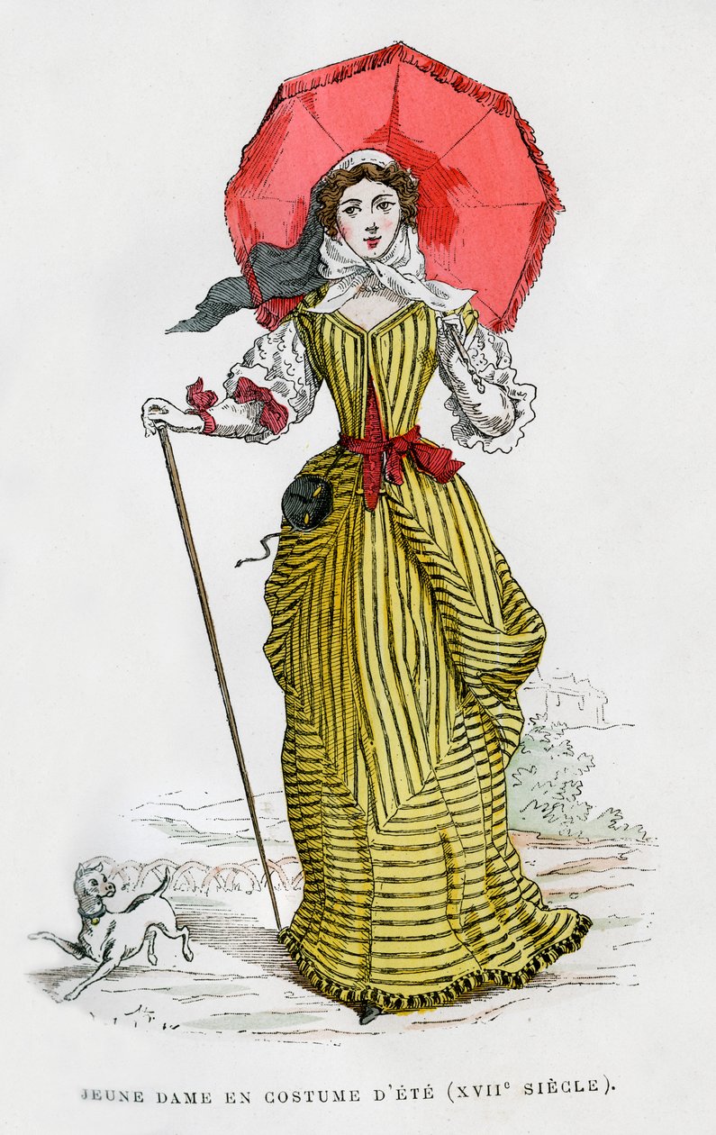 17世紀の夏のファッションの若い女性1882-1884 作： 不明