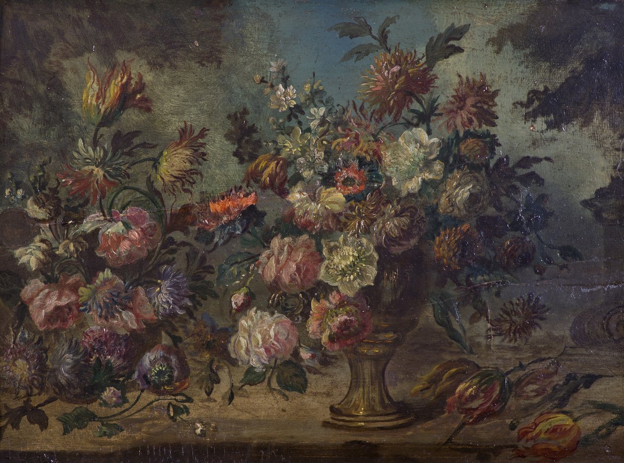 棚の上の花 作： 不明不明