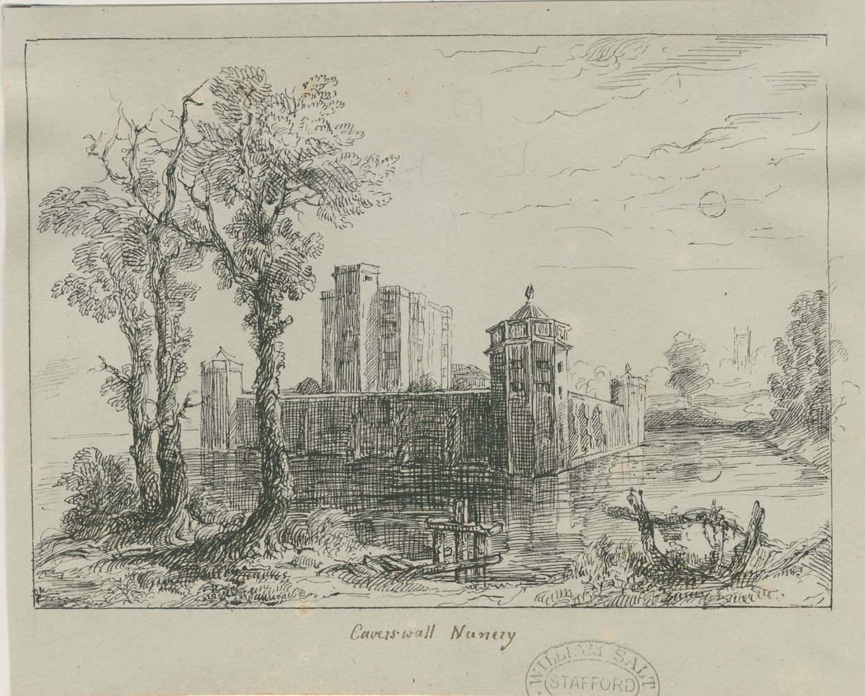 Caverswall Castle：インクスケッチ、nd [？19セント] 作： 不明