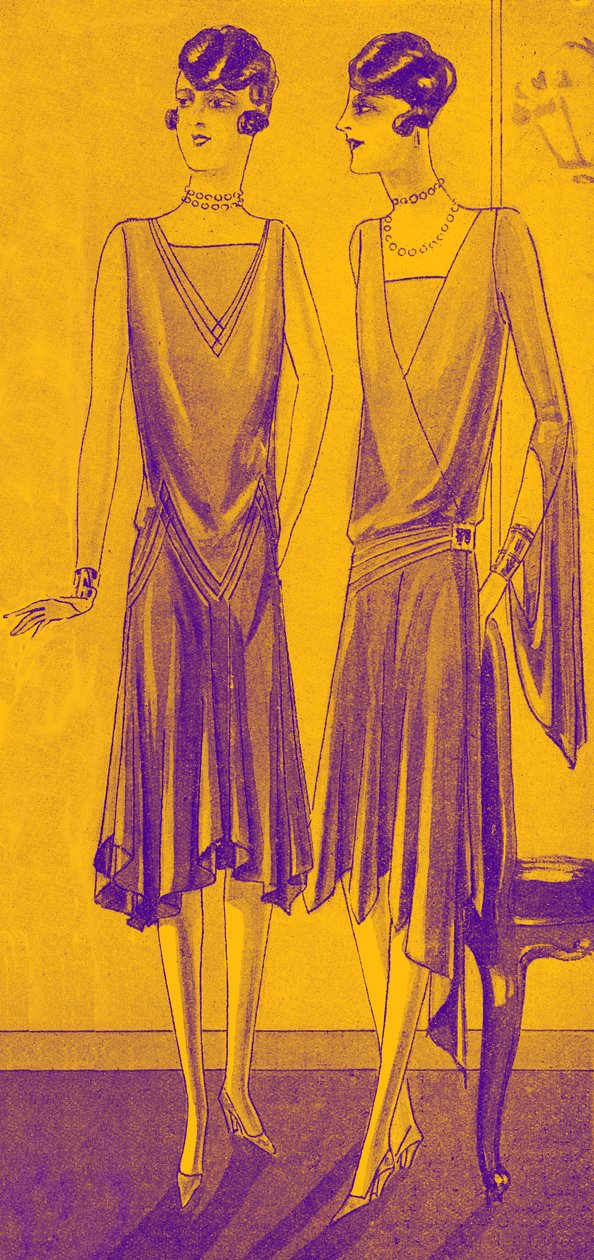 ファッション：1928年春のディナードレス 作： 無名の画家