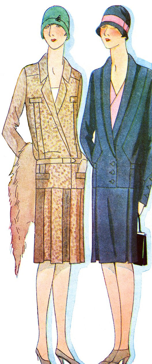 ファッション：1928年春のスーツ 作： 無名の画家