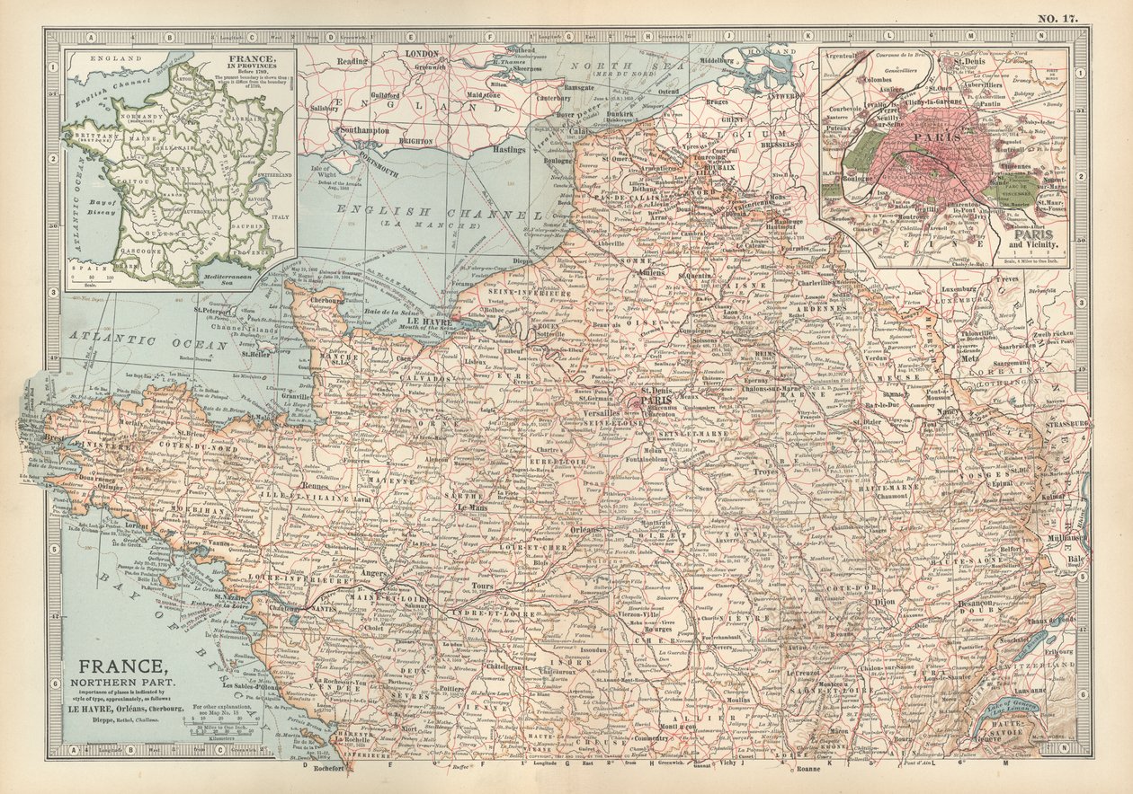 1900年頃のフランス地図（エングレーヴィング） 作： 無名の画家