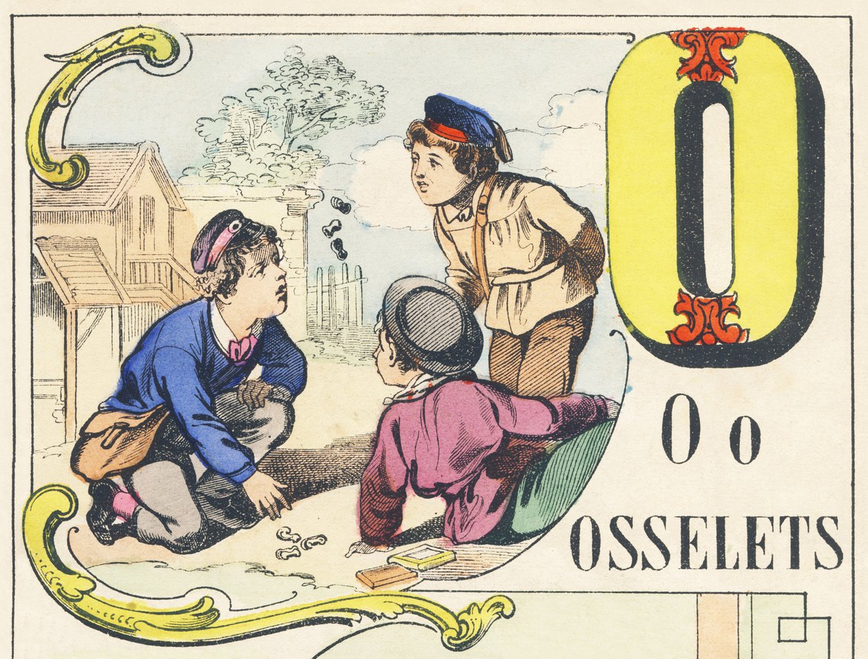 O : osselets - ゲーム アルファベット 1890年頃（イラスト 作： 不明