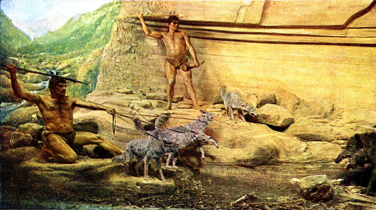 先史時代の人間 - アジルの文化 作： 無名の画家