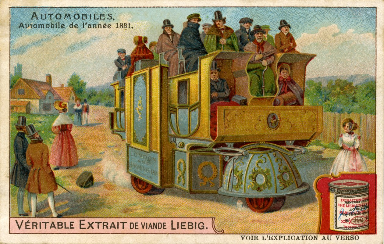 1831年の蒸気機関自動車 作： 無名の画家