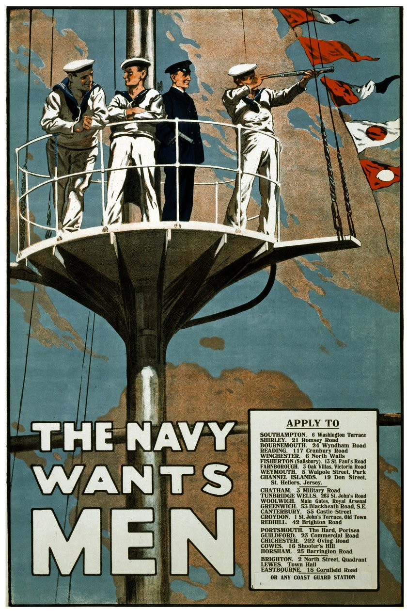 The navy wants men, c.1915 （リトグラフ 作： 不明