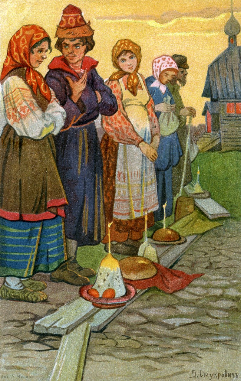 伝統的なイースターのお祝い、ロシア 作： 無名の画家