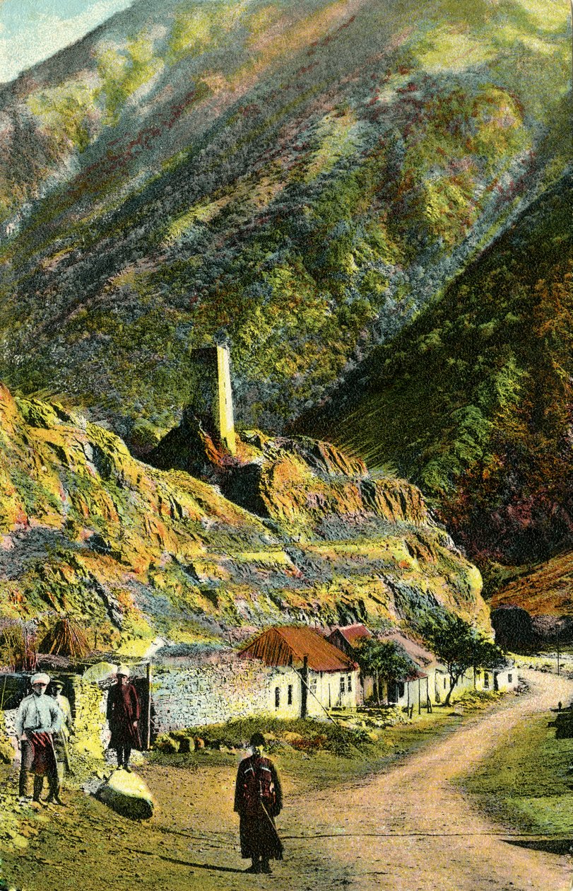 ロシア、コーカサスの村 作： 無名の画家