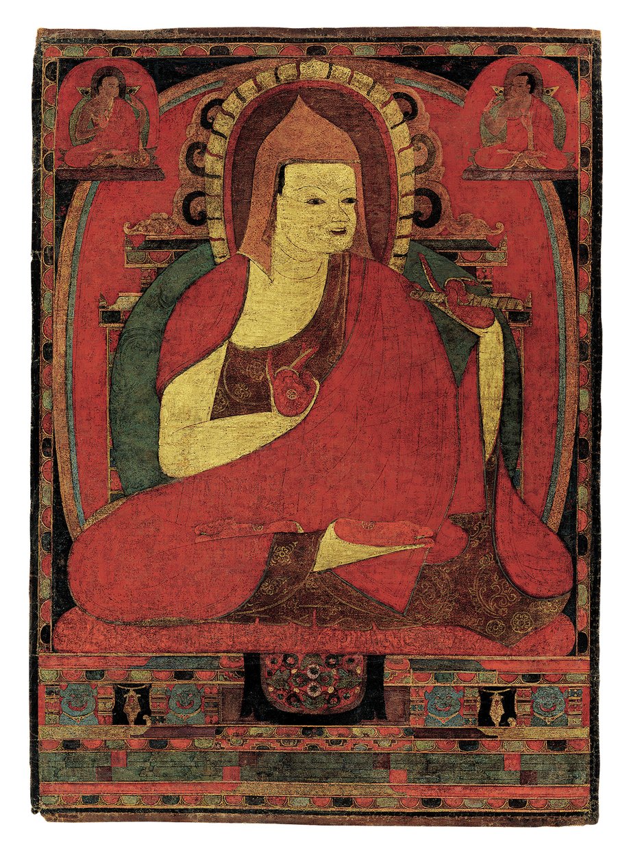 インドの僧侶アティシャの肖像画。チベット 作： 不明