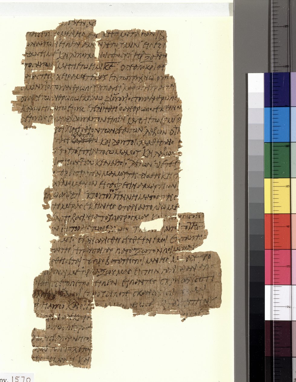 マタイの福音書の新約聖書の写本、パピルス37の表側。おそらくエジプトで生まれた 作： 不明