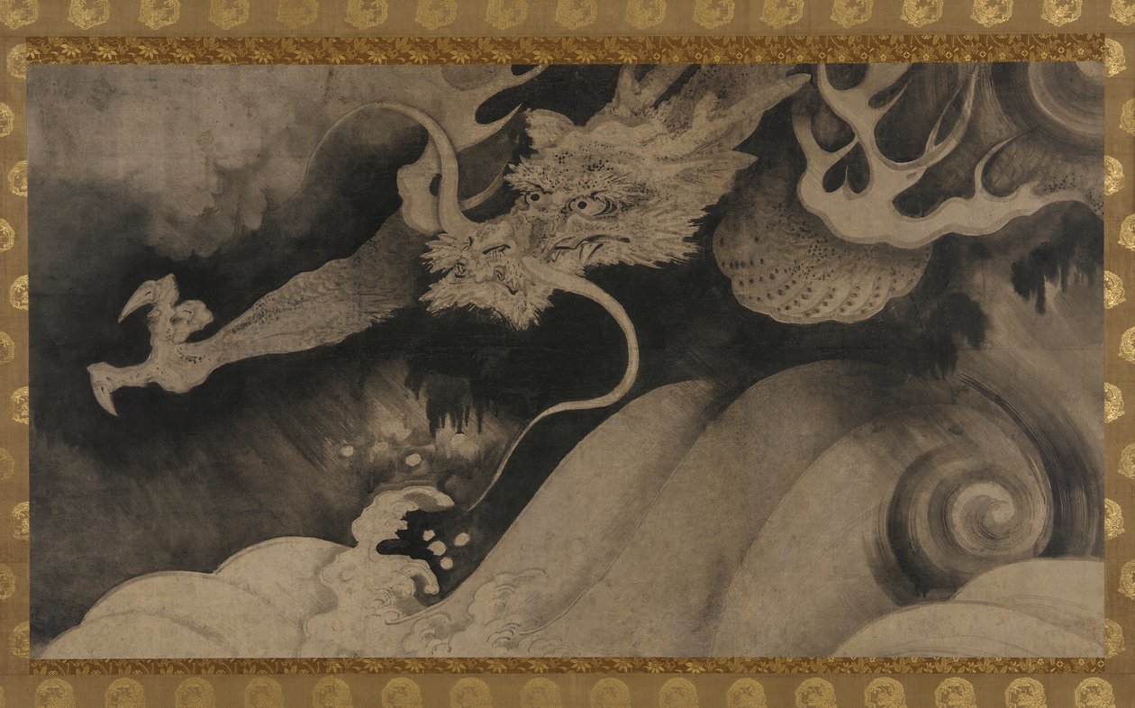龍と波と雲 作： 無名の画家