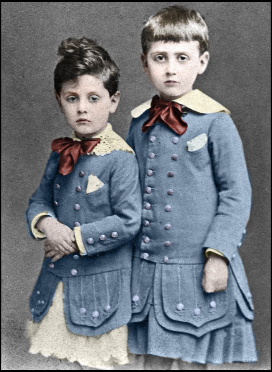 1877年、ロベールとマルセル・プルーストの子供たち。 作： 未知の写真家