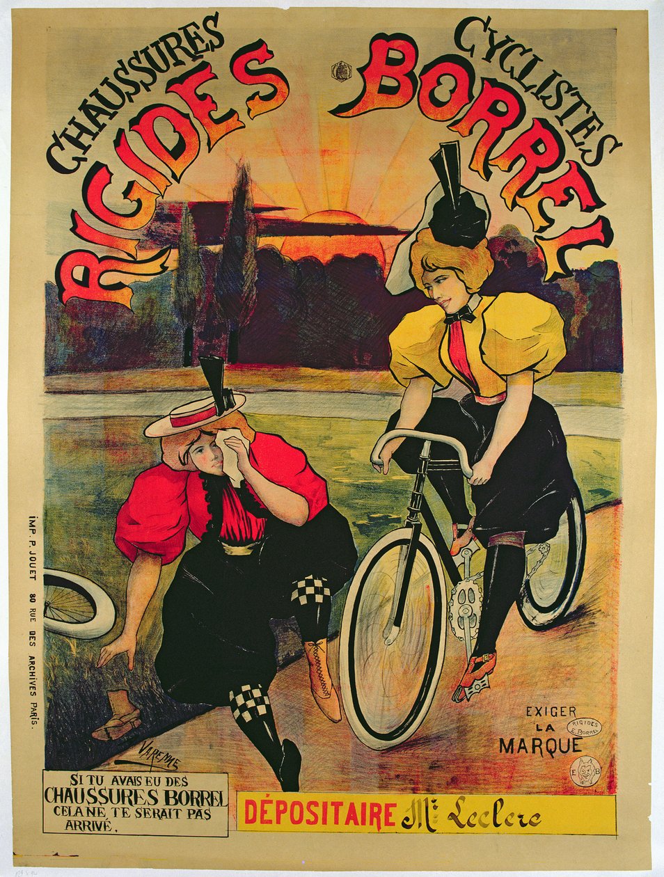 自転車用のボレルシューズの広告ポスター、1900年頃 作： ヴァレンヌ